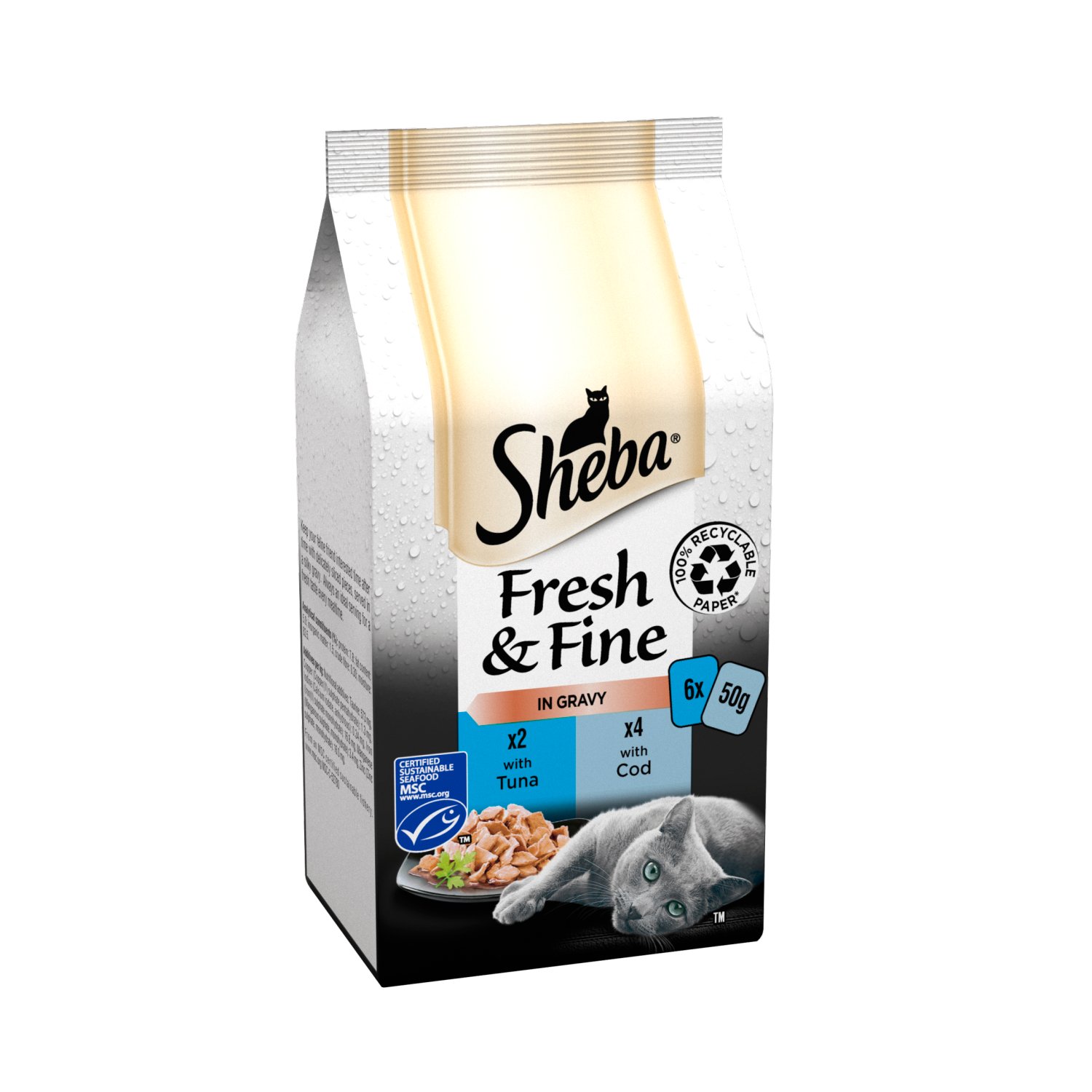 Sheba Fresh & Fine Fish in Gravy Cat Food 6 Pack (300 g)
