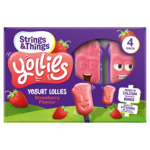 Strings & Things Yollies Yogurt Lollies Strawberry 4 Pack (100 g)