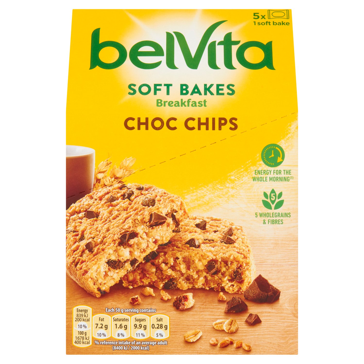 Belvita Breakfast Biscuits Soft Bakes Chocolate Chips 5 Pack (250 g)