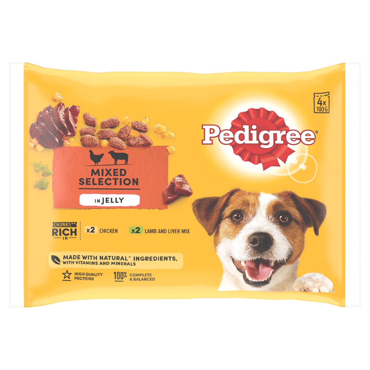 Pedigree Chicken & Lamb Mixed Selection Dog Food Pouch 4 Pack (100 g)