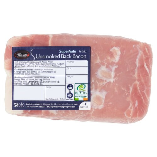 SuperValu Fresh Irish Unsmoked Back Bacon Joint (1.1 kg)