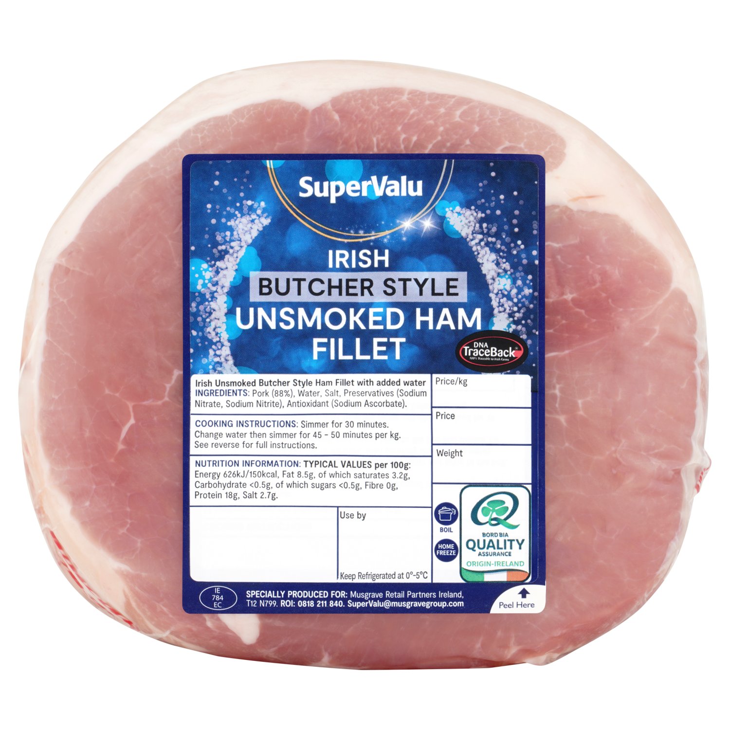 SuperValu Fresh Irish Unsmoked Butcher Style Ham Fillet (2.3 kg)