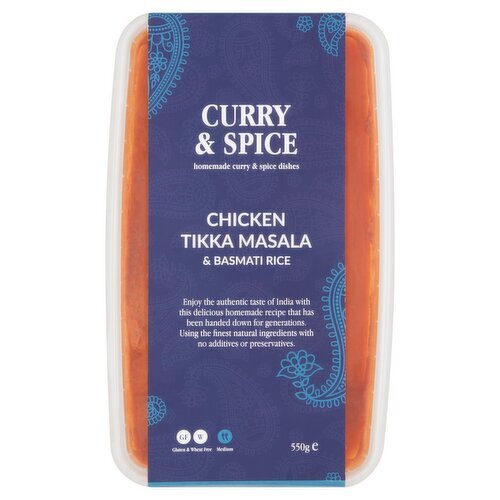 Curry and Spice Chicken Tikka Masala and Basmati Rice Ready Meal  (550 g)