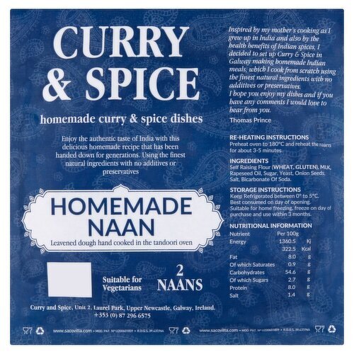 Curry and Spice Homemade Naan  (2 Piece)
