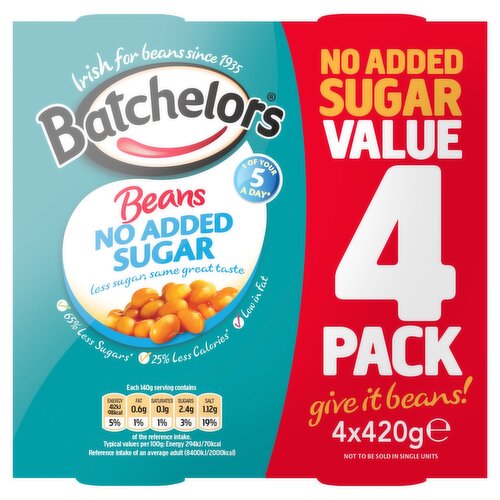 Batchelors No Added Sugar Baked Beans 4 Pack (420 g)