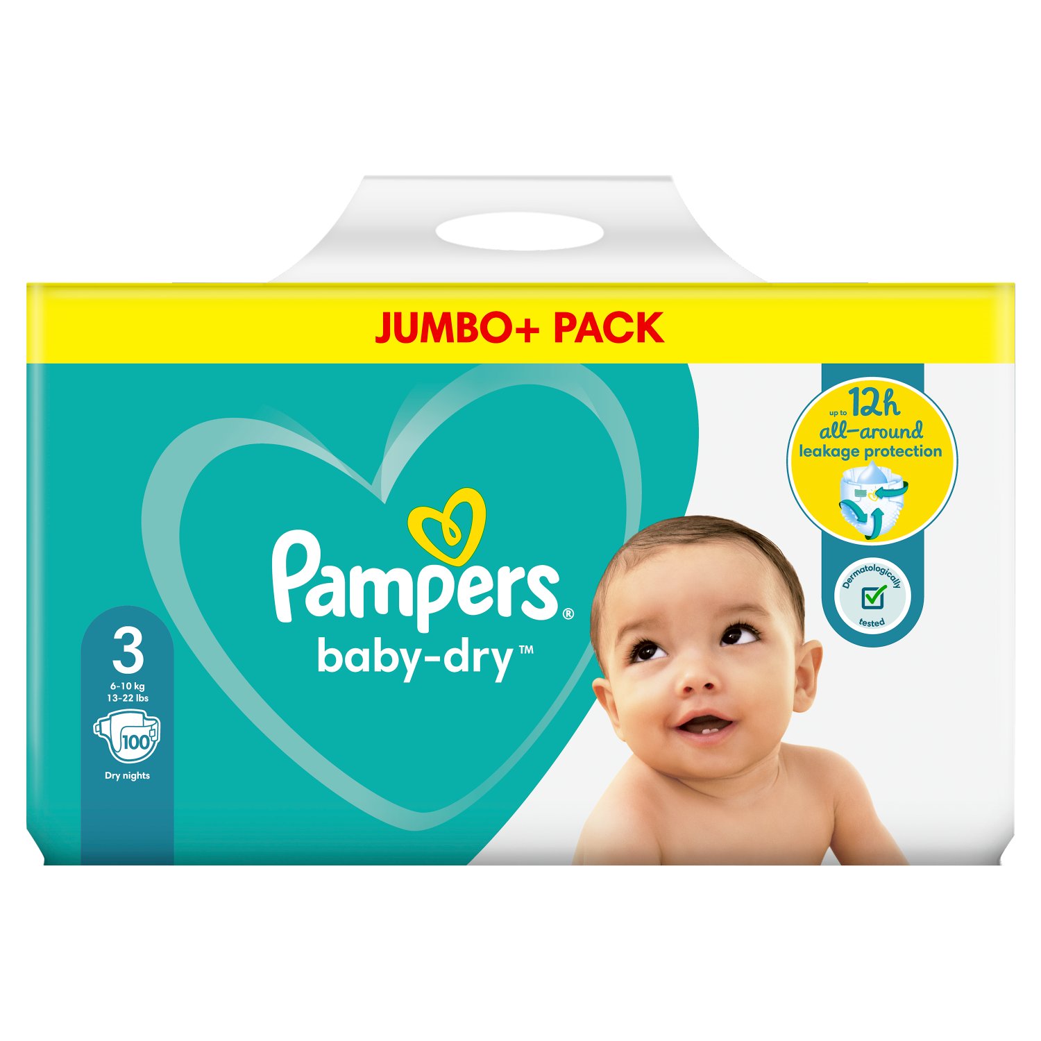 Pampers Baby-Dry Size 3 Nappies Jumbo+ Pack (100 Piece)