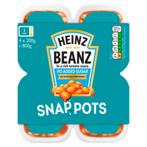 Heinz Beanz No Sugar Added 4 Pack Snap Pots (200 g)