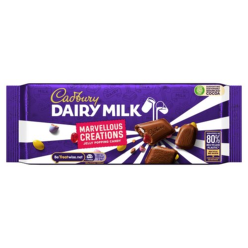 Cadbury Dairy Milk Jelly Popping Candy Milk Chocolate Family Bar (160 g)