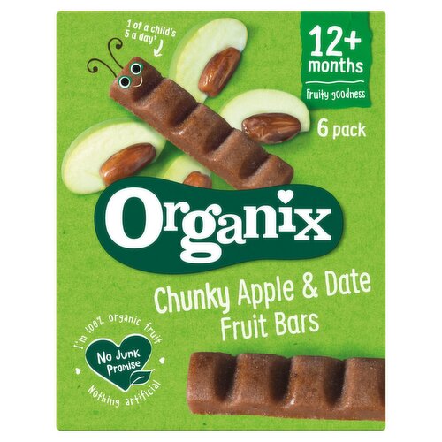 Organix Chunky Apple & Date Fruit Bars 12+ Months 6 Pack (102 g)