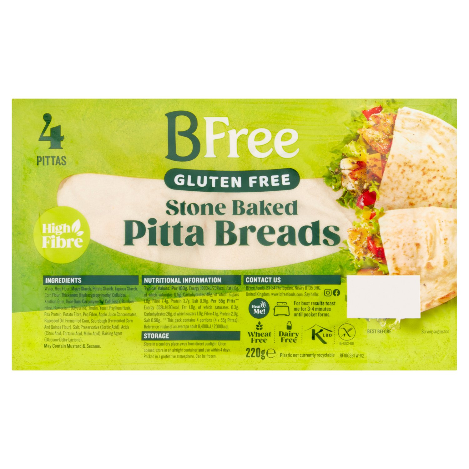 BFree Gluten Free Stone Baked Pitta Bread (220 g)