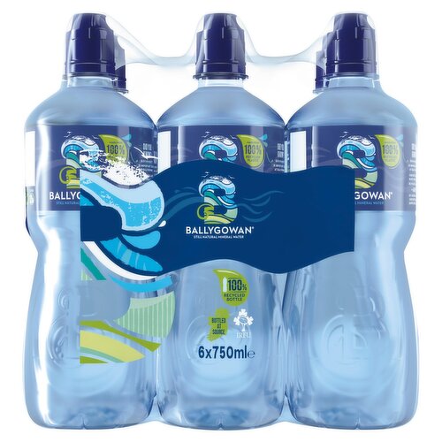 Ballygowan Still Irish Mineral Water Sports Bottle 6 Pack (750 ml)