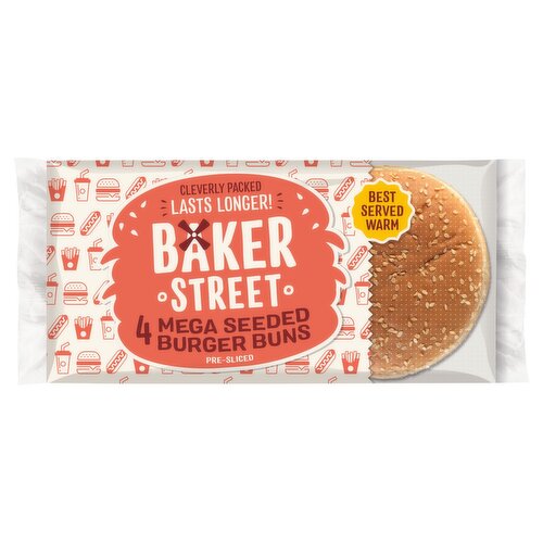 Baker Street Mega Seeded Burger Buns 4 Pack (300 g)