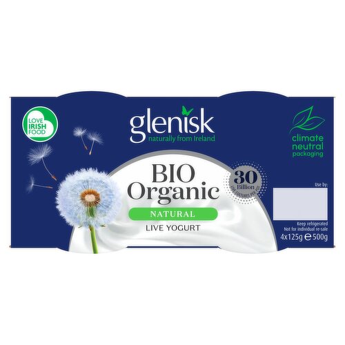 Glenisk Organic Bio Natural Yogurt 4 Pack (125 g)