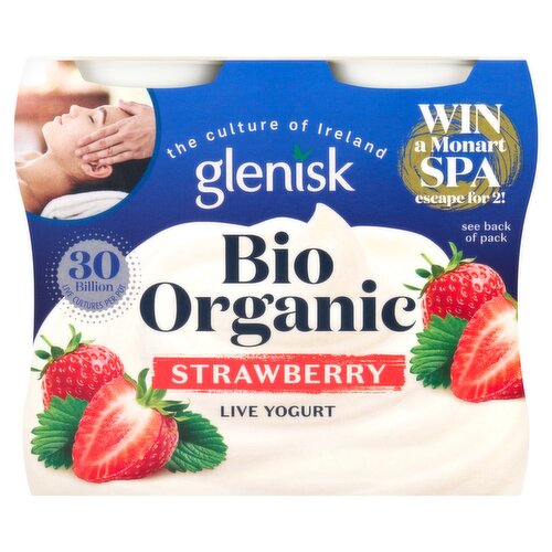 Glenisk Organic Bio Strawberry Yogurt 4 Pack (125 g) Storefront EN