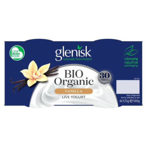 Glenisk Organic Bio Vanilla Yogurt 4 Pack (125 g)