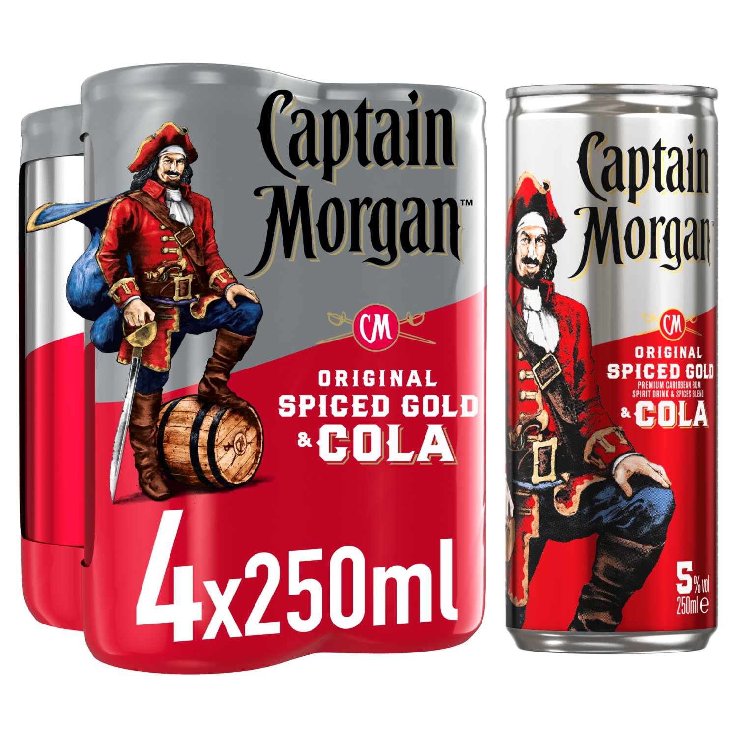 Captain Morgan & Cola Can 4 Pack (250 ml)
