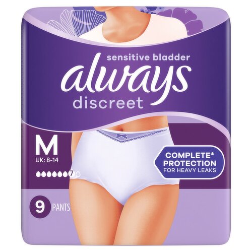 2x Always Discreet Boutique - Incontinence Pants - Black - Medium - Pack of  9