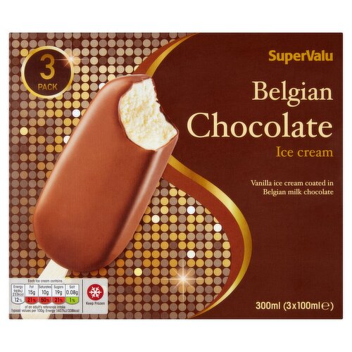 SuperValu Belgian Milk Chocolate Ice Cream 3 Pack (300 ml)