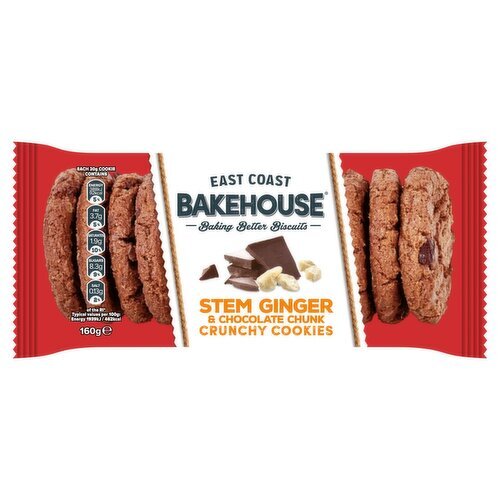 East Coast Bakehouse Stem Ginger & Chocolate Chunk Crunchy Cookies (160 g)