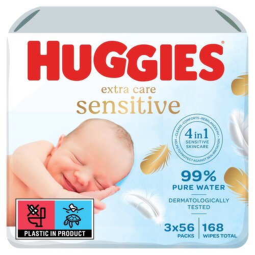 Huggies Pure Extra Care Baby Wipes 3 Pack (168 Piece)