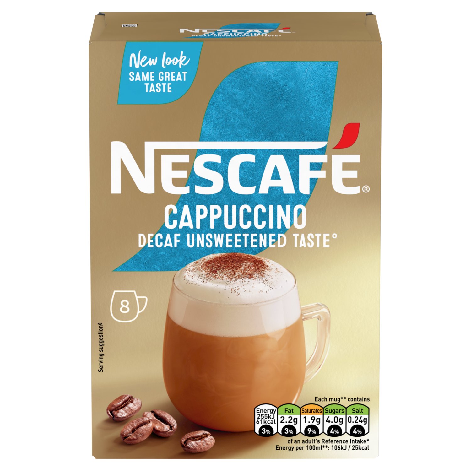Nescafé Gold Instant Decaf Unsweetened Cappuccino 8 Pack (120 g)