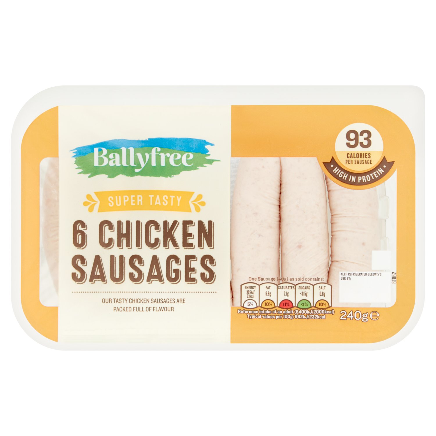 Ballyfree Chicken Sausages 6 Pack (240 g)