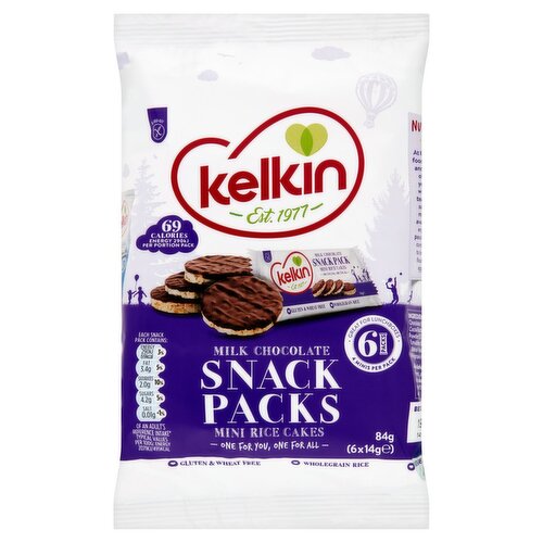 Kelkin Gluten Free Mini Milk Chocolate Rice Cakes 6Pack (14 g)