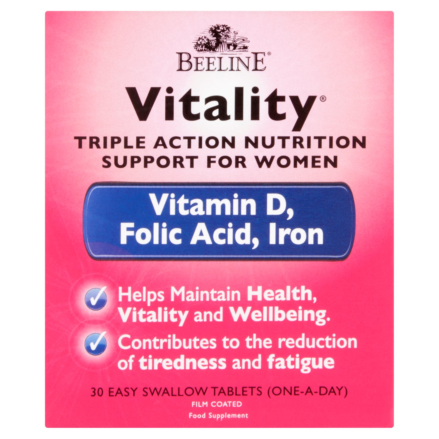 BeeLine Vitality Vitamin D, Folic Acid and Iron Tablets (30 Piece)