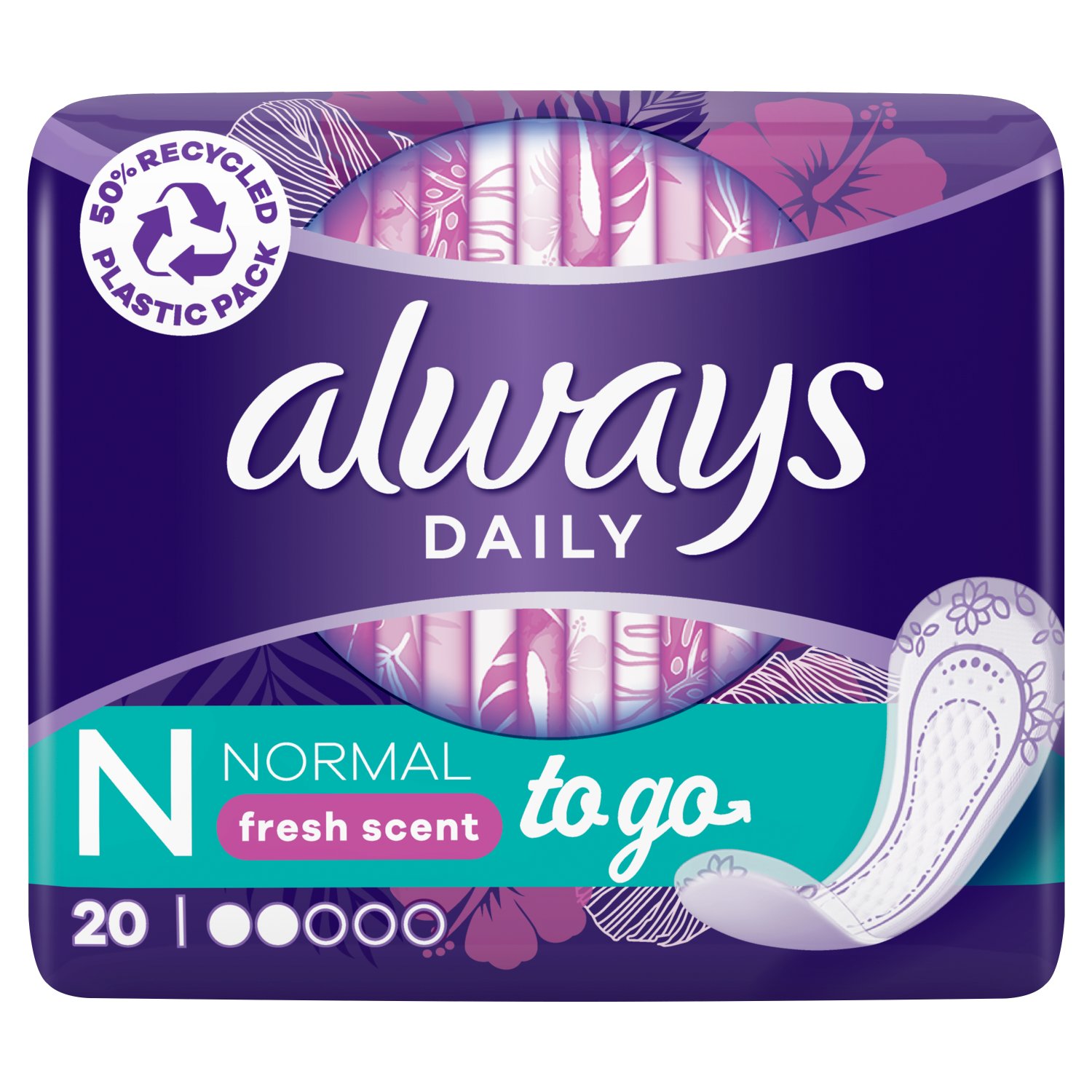 Always Dailies Singles To Go Panty Liners (20 Piece)