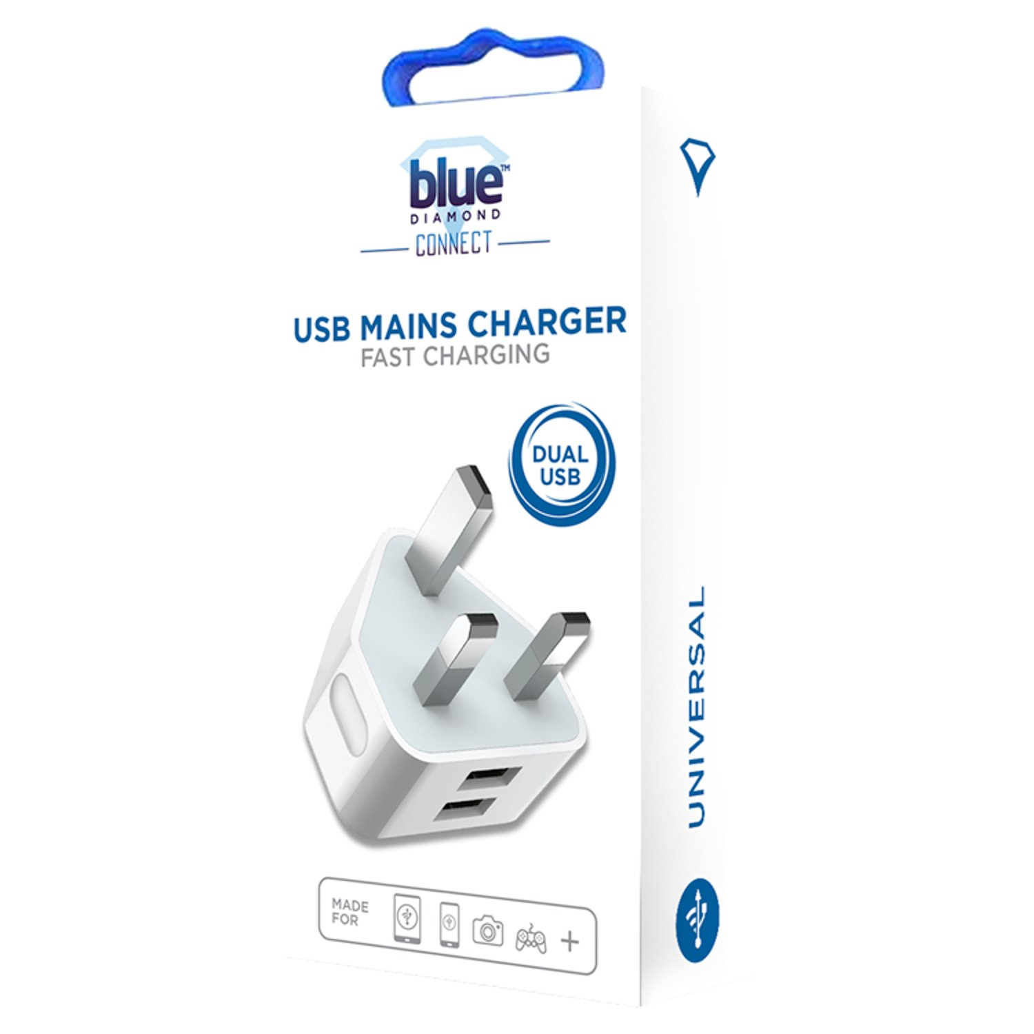 Blue Diamond USB Mains Charger 2A Plug (1 Piece)