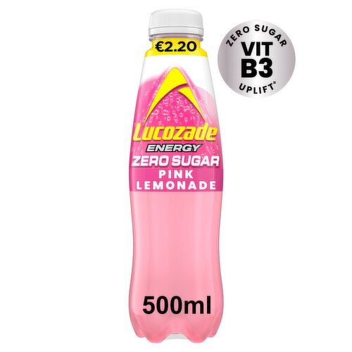 Lucozade Zero Pink Lemonade Bottle (500 ml)