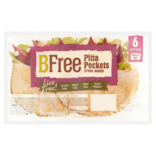 BFree Gluten Free Stone Baked Pitta Pockets 6 Pack (192 g)