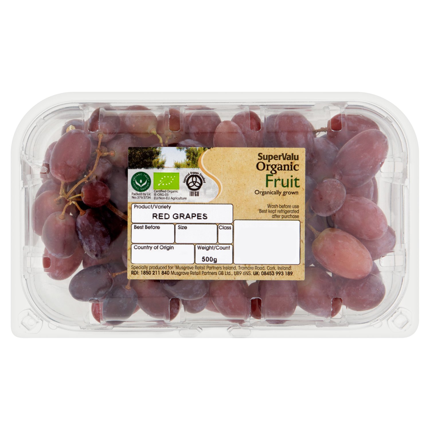 SuperValu Organic Red Grapes (500 g)