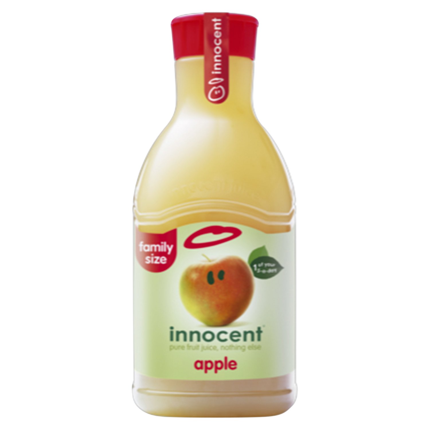 innocent Apple Juice 1.35L is a tasty drink not made from concentrate. This juice is a source of vitaminc C with 1 serving containing 1 of your 5 a day. The perfect way to start you morning! 

This bottle contains 12 freshly pressed apples. No artificial flavours or preservatives. 

Suitable for vegans and pasteurised.

Keep refrigerated (0-8ºC). Once opened, drink within 4 days.

The bottle is 100% recyclable, so please recycle when you're finished. We use partly recycled and fully recyclable bottles, refuse to air freight and source ethically

10% of our profits go to charity. See https://www.innocentdrinks.co.uk/things-we-do-for-people