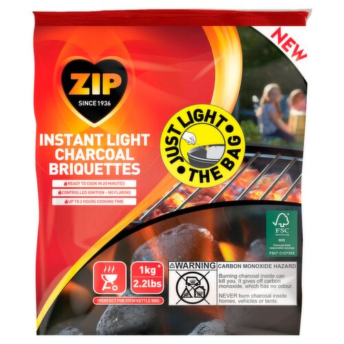 Zip Instant Light Charcoal Briquettes (1 kg)