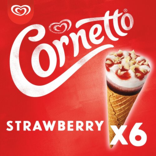 Cornetto Strawberry Ice Cream Cones 6 Pack (90 ml)