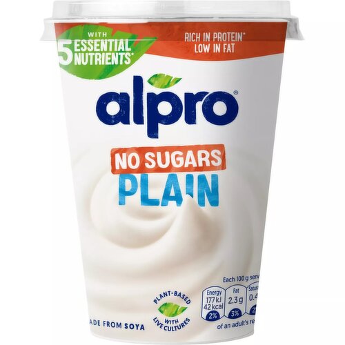 Alpro Plain No Sugars Yogurt (500 g) Storefront EN