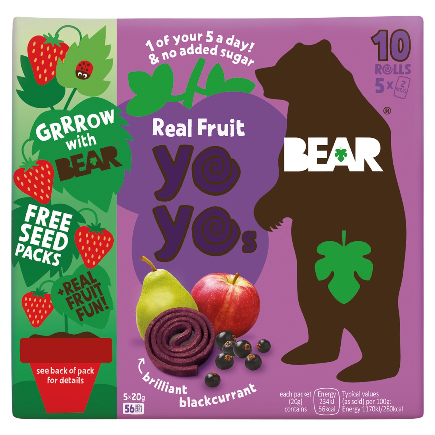 Bear Blackcurrant Yoyo Pure Fruit Rolls 5 Pack (100 g)