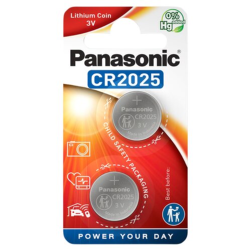 Panasonic CR2025 3V Lithium Coin Battery, Bulk Tray Pack