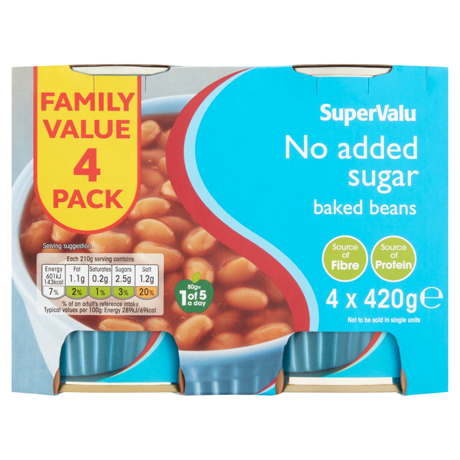 SuperValu No Added Sugar Beans 4 Pack (420 g)
