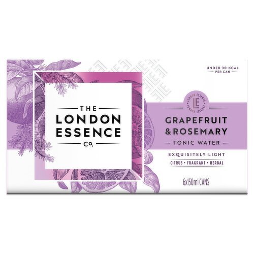 London Essence Grapefruit & Rosemary Tonic Water Cans 6 Pack (150 ml)