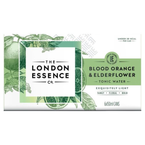 London Essence Blood Orange & Elderflower Tonic Water Cans 6 Pack (150 ml)