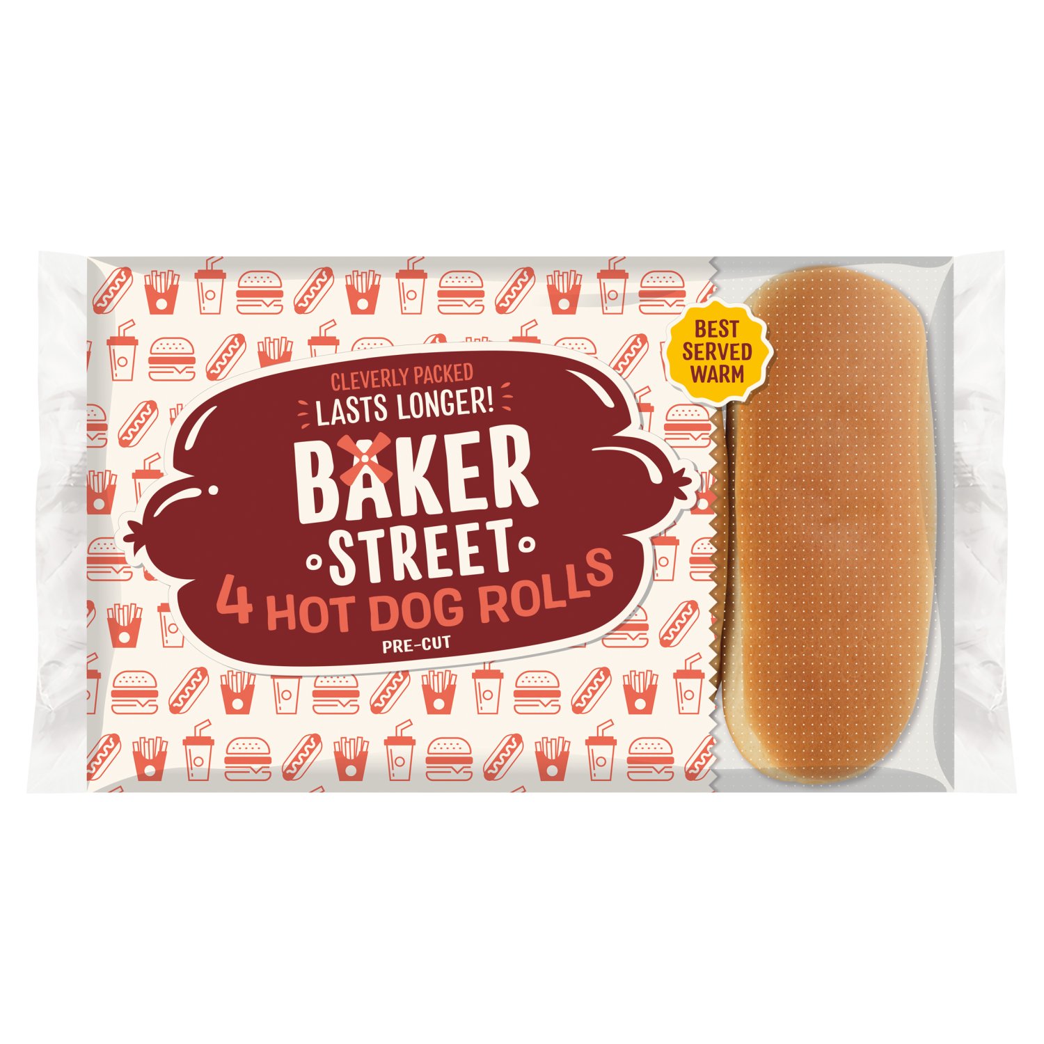 Baker Street Hot Dog Rolls 4 Pack (250 g)