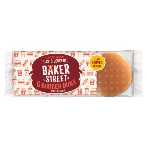 Baker Street Plain Burger Buns 6 Pack (300 g)