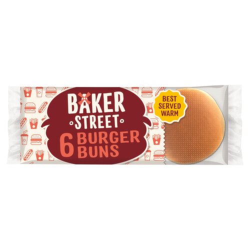 Baker Street Plain Burger Buns 6 Pack (300 g)