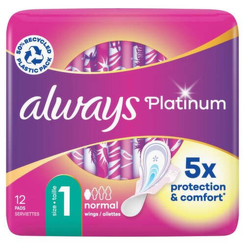 Always Platinum Normal Sanitary Towels Size 1 (12 Piece)