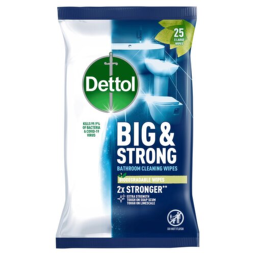 Dettol Big & Strong Antibacterial Bathroom Wipes 25 Pack (25 Piece)