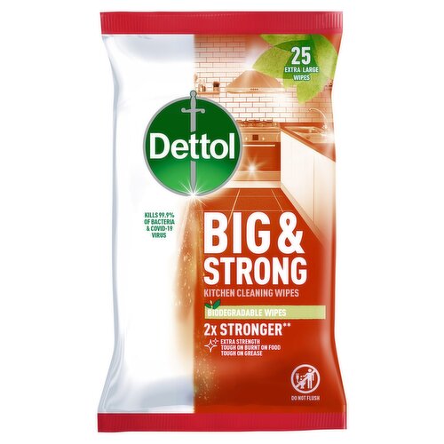 Dettol Big & Strong Antibacterial Kitchen Wipes 25 Pack (25 Piece)