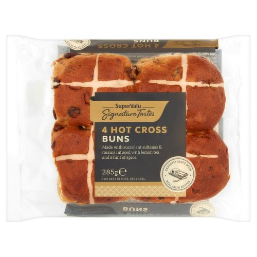 Signature Tastes Hot Cross Buns 4 Pack  (285 g)