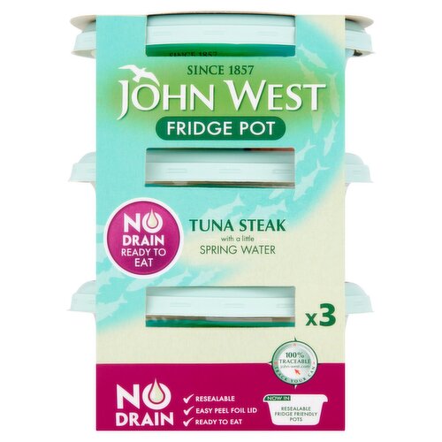 John West No Drain Fridge Pot Tuna Steak In Springwater 3 Pack (110 g)